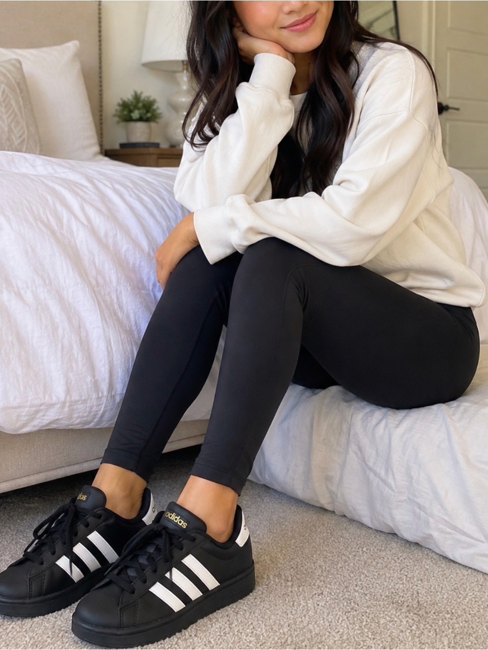 Adidas Grand Court 2.0 Black Sneakers with White 3-Stripes, New With Tags & Box